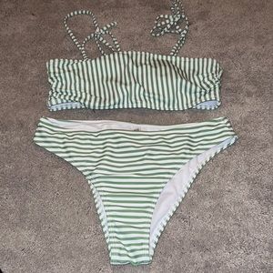 Green and white striped bikini never worn